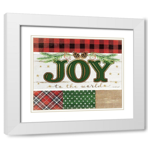 Joy Plaid White Modern Wood Framed Art Print with Double Matting by Pugh, Jennifer