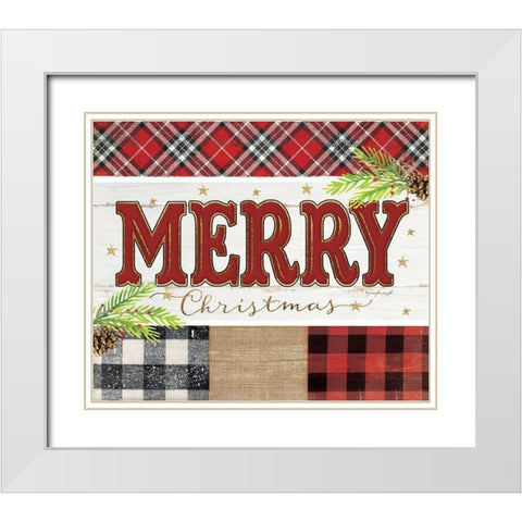 Merry Plaid White Modern Wood Framed Art Print with Double Matting by Pugh, Jennifer