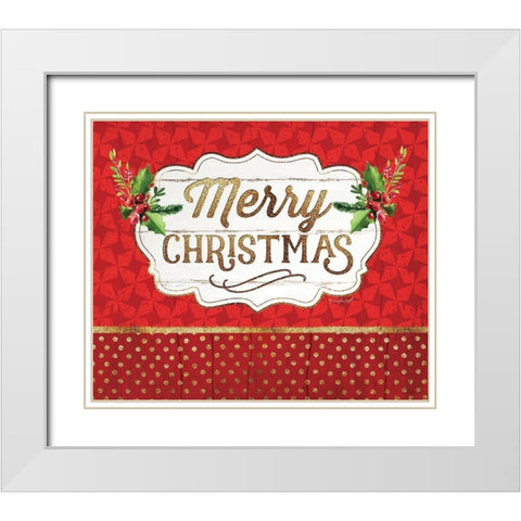 Merry Christmas White Modern Wood Framed Art Print with Double Matting by Pugh, Jennifer