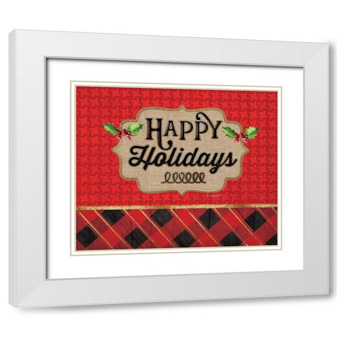 Happy Holidays White Modern Wood Framed Art Print with Double Matting by Pugh, Jennifer