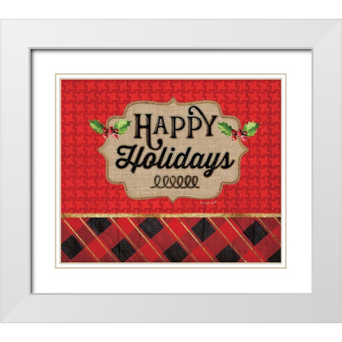 Happy Holidays White Modern Wood Framed Art Print with Double Matting by Pugh, Jennifer