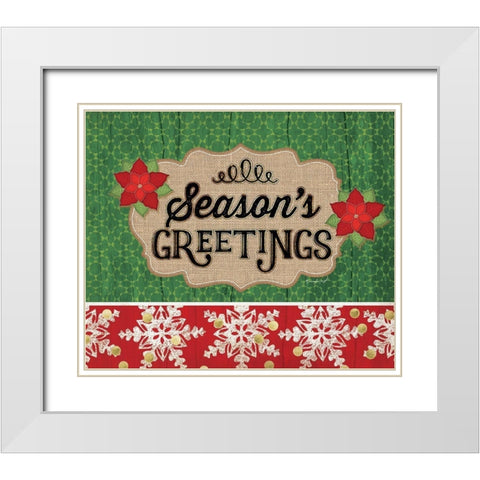 Seasons Greetings White Modern Wood Framed Art Print with Double Matting by Pugh, Jennifer