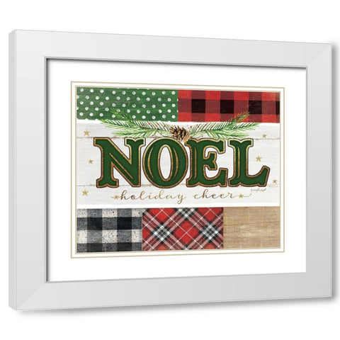 Noel Plaid White Modern Wood Framed Art Print with Double Matting by Pugh, Jennifer