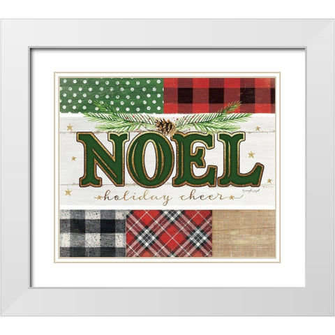 Noel Plaid White Modern Wood Framed Art Print with Double Matting by Pugh, Jennifer