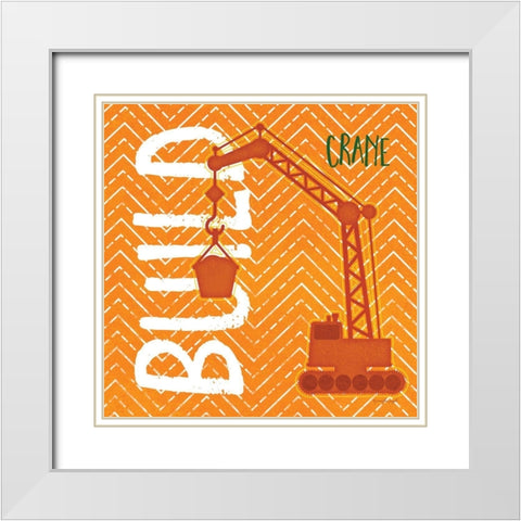 Crane Build White Modern Wood Framed Art Print with Double Matting by Pugh, Jennifer