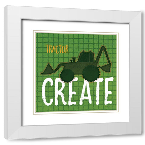 Tractor Create White Modern Wood Framed Art Print with Double Matting by Pugh, Jennifer