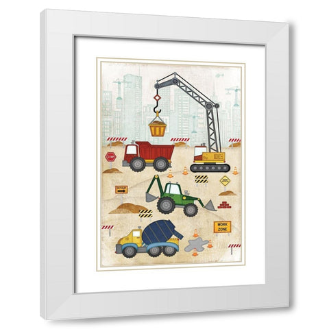 Construction Site White Modern Wood Framed Art Print with Double Matting by Pugh, Jennifer