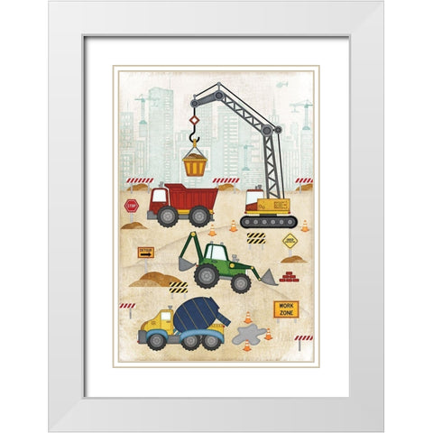 Construction Site White Modern Wood Framed Art Print with Double Matting by Pugh, Jennifer