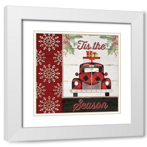 Tis the Season Truck White Modern Wood Framed Art Print with Double Matting by Pugh, Jennifer