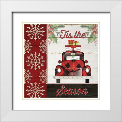 Tis the Season Truck White Modern Wood Framed Art Print with Double Matting by Pugh, Jennifer