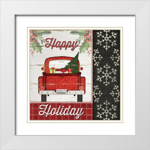 Happy Holiday White Modern Wood Framed Art Print with Double Matting by Pugh, Jennifer