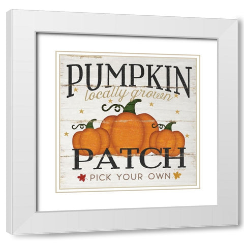 Pumpkin Patch White Modern Wood Framed Art Print with Double Matting by Pugh, Jennifer