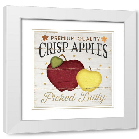 Crisp Apples White Modern Wood Framed Art Print with Double Matting by Pugh, Jennifer