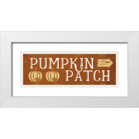 Pumpkin Patch White Modern Wood Framed Art Print with Double Matting by Pugh, Jennifer