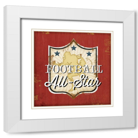 Football III White Modern Wood Framed Art Print with Double Matting by Pugh, Jennifer