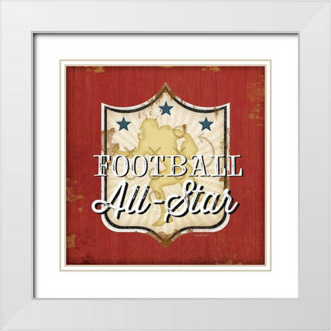 Football III White Modern Wood Framed Art Print with Double Matting by Pugh, Jennifer