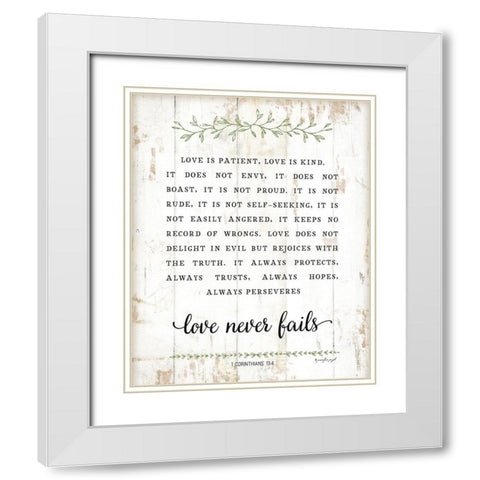 Love Is Patient White Modern Wood Framed Art Print with Double Matting by Pugh, Jennifer