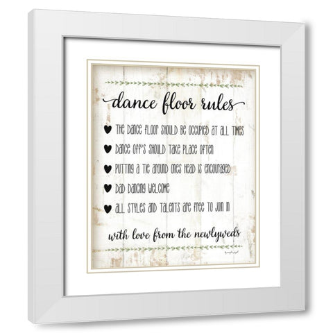 Dance Floor Rules White Modern Wood Framed Art Print with Double Matting by Pugh, Jennifer