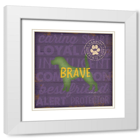 Brave Dog White Modern Wood Framed Art Print with Double Matting by Pugh, Jennifer