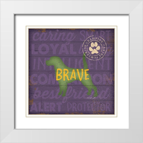 Brave Dog White Modern Wood Framed Art Print with Double Matting by Pugh, Jennifer