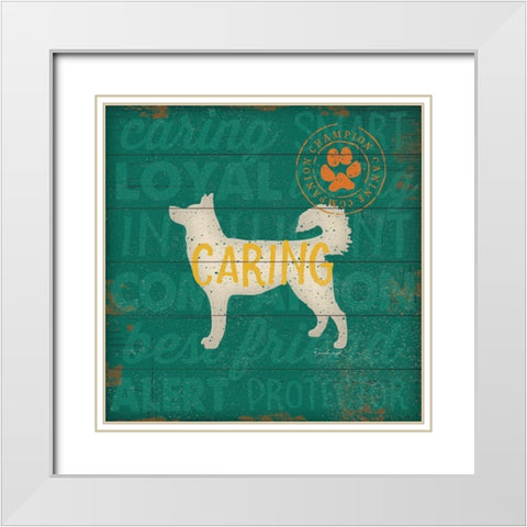 Caring Dog White Modern Wood Framed Art Print with Double Matting by Pugh, Jennifer