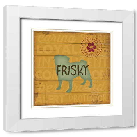 Frisky Dog White Modern Wood Framed Art Print with Double Matting by Pugh, Jennifer