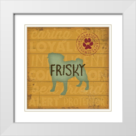 Frisky Dog White Modern Wood Framed Art Print with Double Matting by Pugh, Jennifer