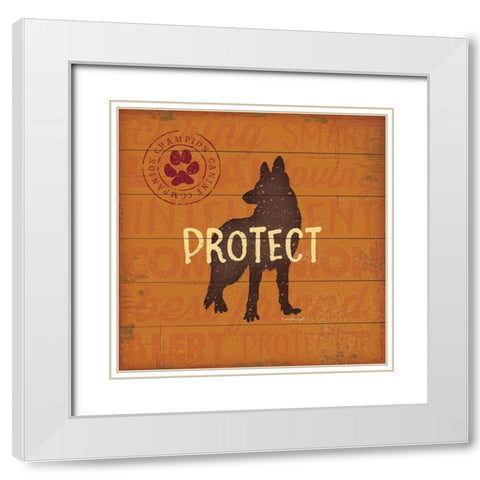 Protect Dog White Modern Wood Framed Art Print with Double Matting by Pugh, Jennifer