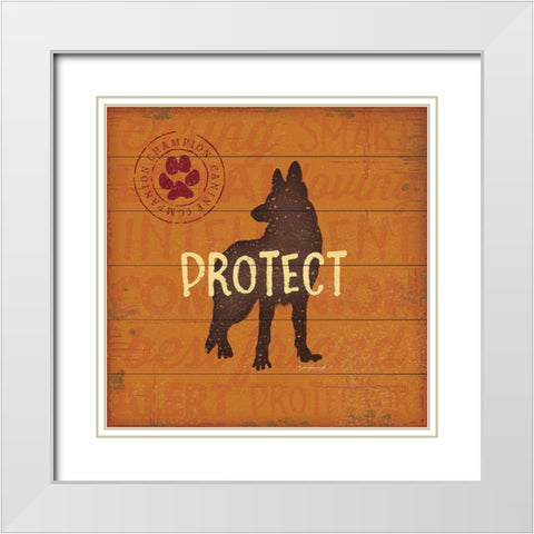 Protect Dog White Modern Wood Framed Art Print with Double Matting by Pugh, Jennifer