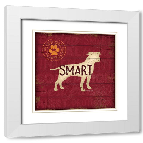 Smart Dog White Modern Wood Framed Art Print with Double Matting by Pugh, Jennifer