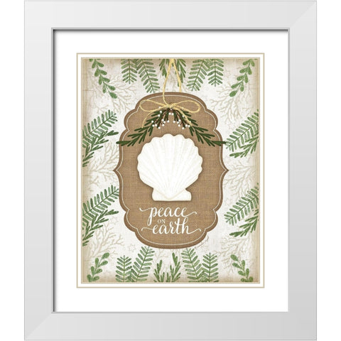 Coastal Christmas Peace White Modern Wood Framed Art Print with Double Matting by Pugh, Jennifer