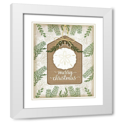 Coastal Christmas Merry White Modern Wood Framed Art Print with Double Matting by Pugh, Jennifer