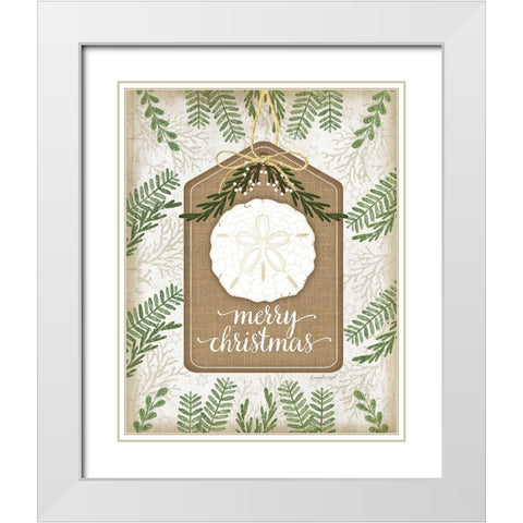 Coastal Christmas Merry White Modern Wood Framed Art Print with Double Matting by Pugh, Jennifer