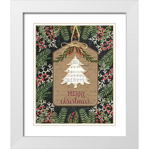 Merry Christmas White Modern Wood Framed Art Print with Double Matting by Pugh, Jennifer