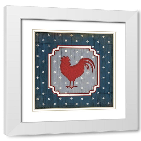Red White and Blue Rooster X White Modern Wood Framed Art Print with Double Matting by Pugh, Jennifer