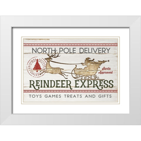 Reindeer Express White Modern Wood Framed Art Print with Double Matting by Pugh, Jennifer