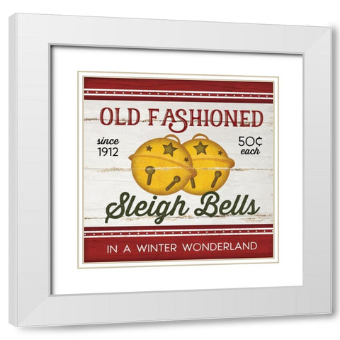 Sleigh Bells White Modern Wood Framed Art Print with Double Matting by Pugh, Jennifer