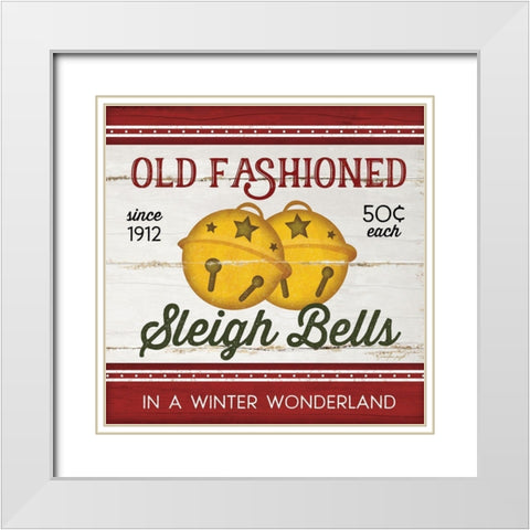 Sleigh Bells White Modern Wood Framed Art Print with Double Matting by Pugh, Jennifer