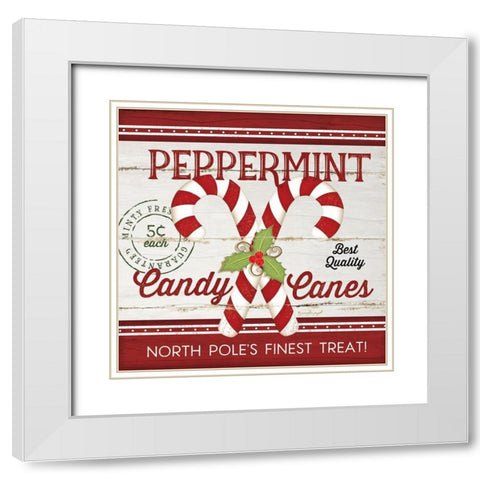 Candy Canes White Modern Wood Framed Art Print with Double Matting by Pugh, Jennifer