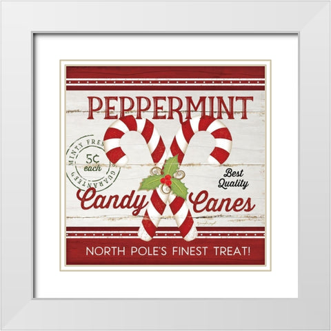 Candy Canes White Modern Wood Framed Art Print with Double Matting by Pugh, Jennifer