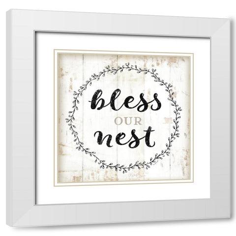 Bless Our Nest White Modern Wood Framed Art Print with Double Matting by Pugh, Jennifer