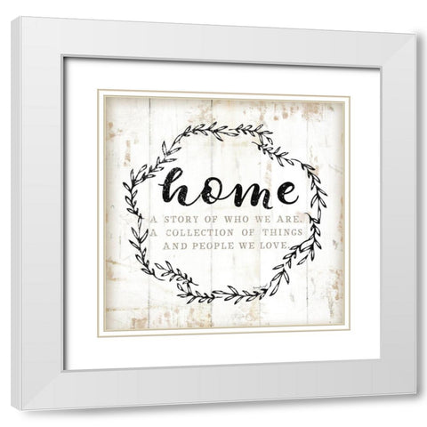 Home - A Story of Where We Are  White Modern Wood Framed Art Print with Double Matting by Pugh, Jennifer