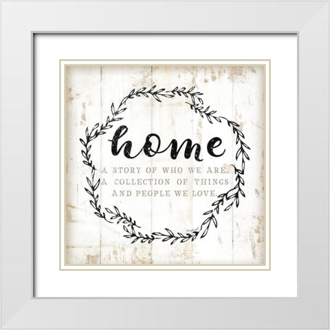 Home - A Story of Where We Are  White Modern Wood Framed Art Print with Double Matting by Pugh, Jennifer