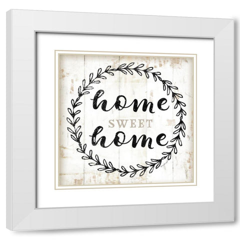 Home Sweet Home White Modern Wood Framed Art Print with Double Matting by Pugh, Jennifer