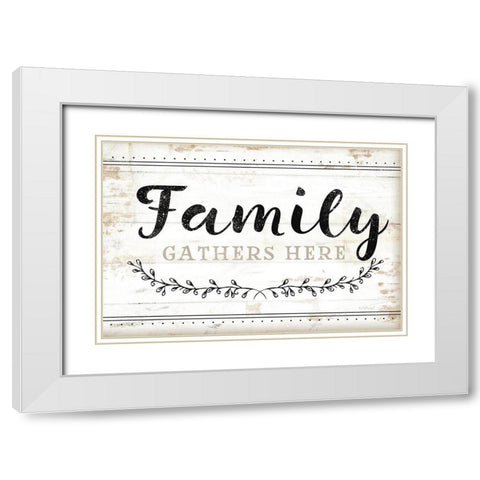 Family Gathers Here White Modern Wood Framed Art Print with Double Matting by Pugh, Jennifer