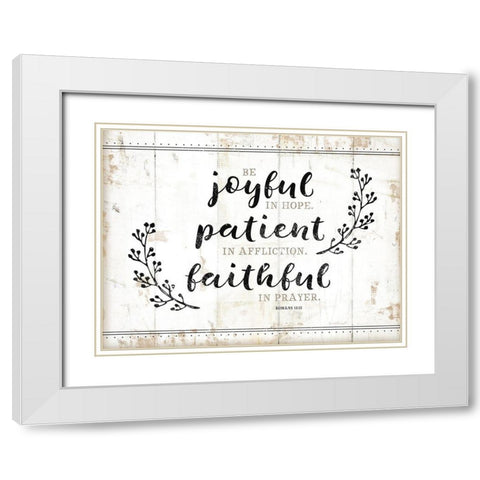 Be Joyful White Modern Wood Framed Art Print with Double Matting by Pugh, Jennifer