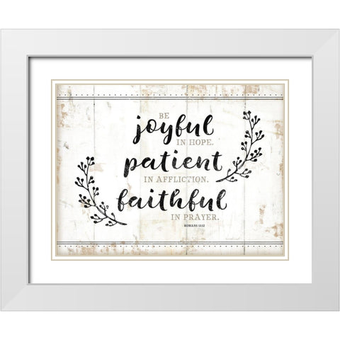 Be Joyful White Modern Wood Framed Art Print with Double Matting by Pugh, Jennifer