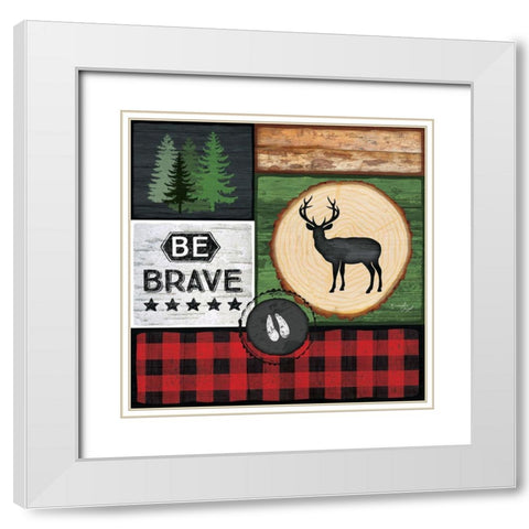 Be Brave White Modern Wood Framed Art Print with Double Matting by Pugh, Jennifer