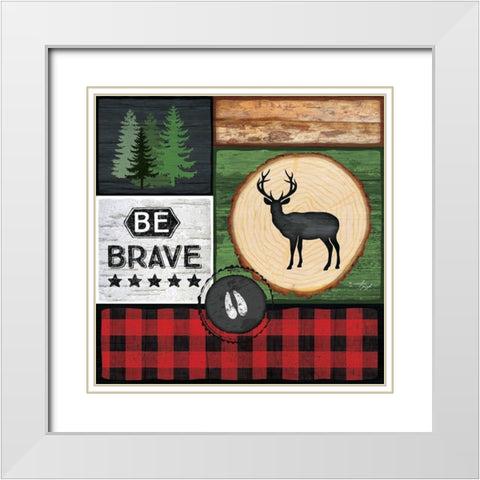 Be Brave White Modern Wood Framed Art Print with Double Matting by Pugh, Jennifer