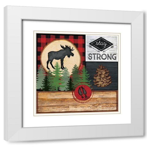 Stay Strong White Modern Wood Framed Art Print with Double Matting by Pugh, Jennifer